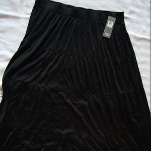 Eileen Fisher women silk black tiered maxi skirt