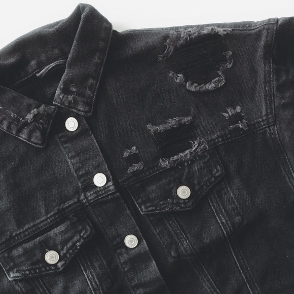 NWT oversized distressed black denim jacket - Picture 5 of 7