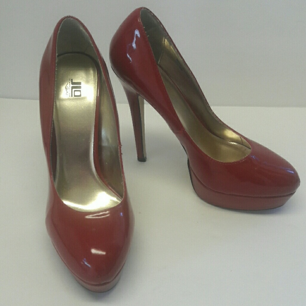 Red Patent Leather JLO Platform Stilettos Size 9
