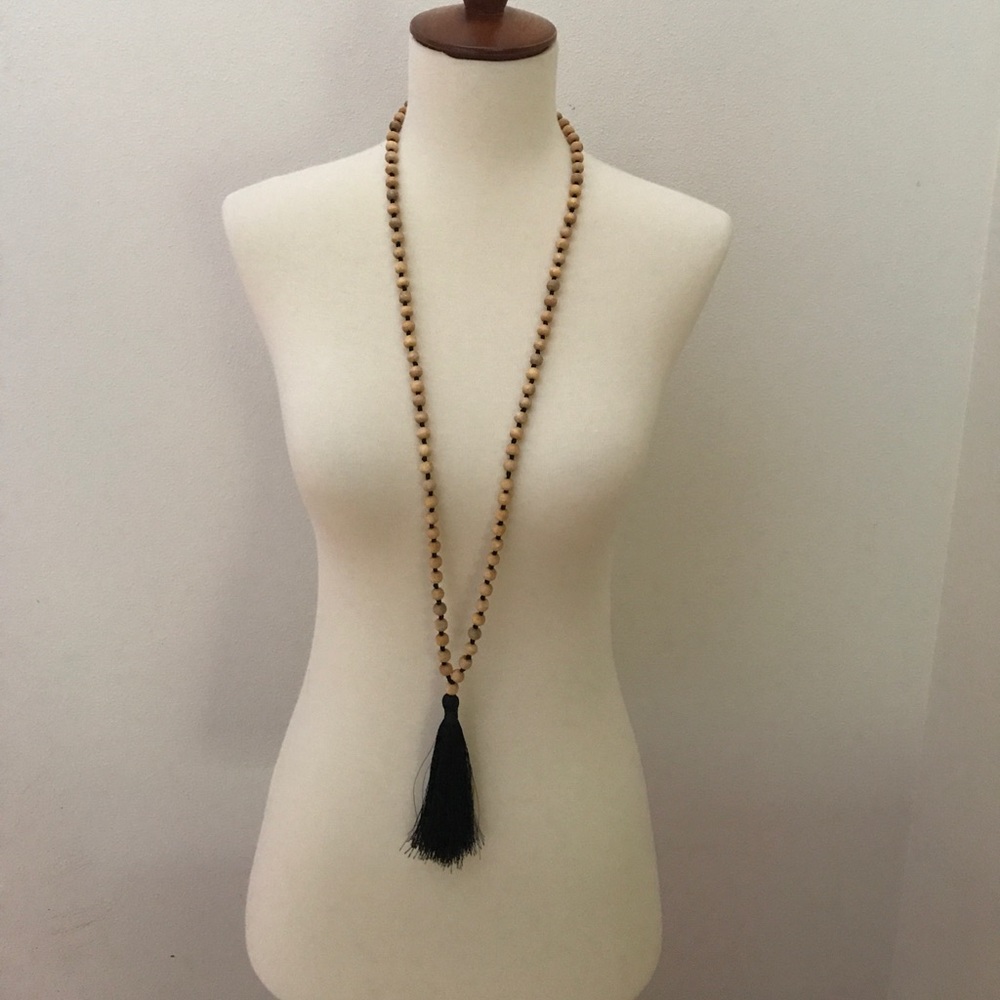 Tassel/Wooden Bead Mala Necklace