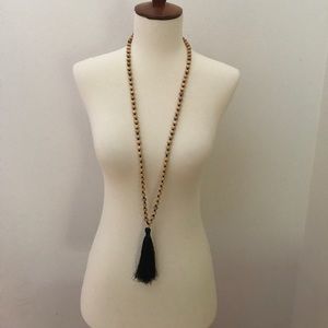 Tassel/Wooden Bead Mala Necklace