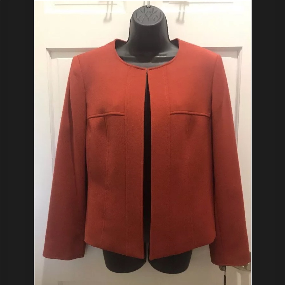 Tahari Arthur S Levine Orange Size 12 Blazer Nwt