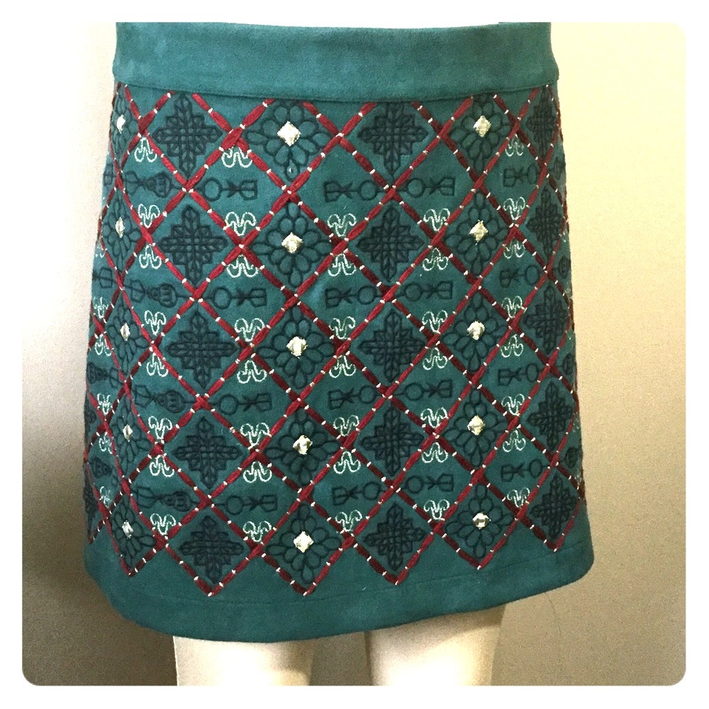 Embellished Abercrombie & Fitch Suede A-Line Skirt