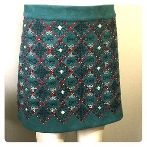 Embellished Abercrombie & Fitch Suede A-Line Skirt