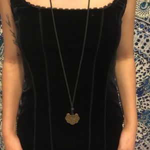 Black velvet tank with small lace