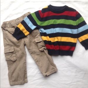 12 Month Sweater and Corduroy Cargo Pants Outfit