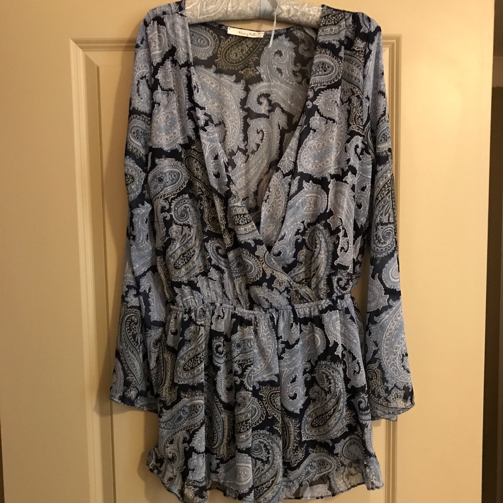 Blue paisley Romper