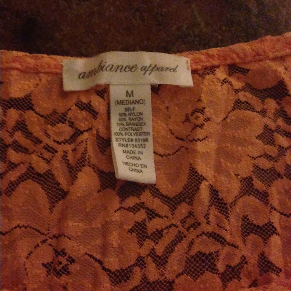 Orange floral lace crop top