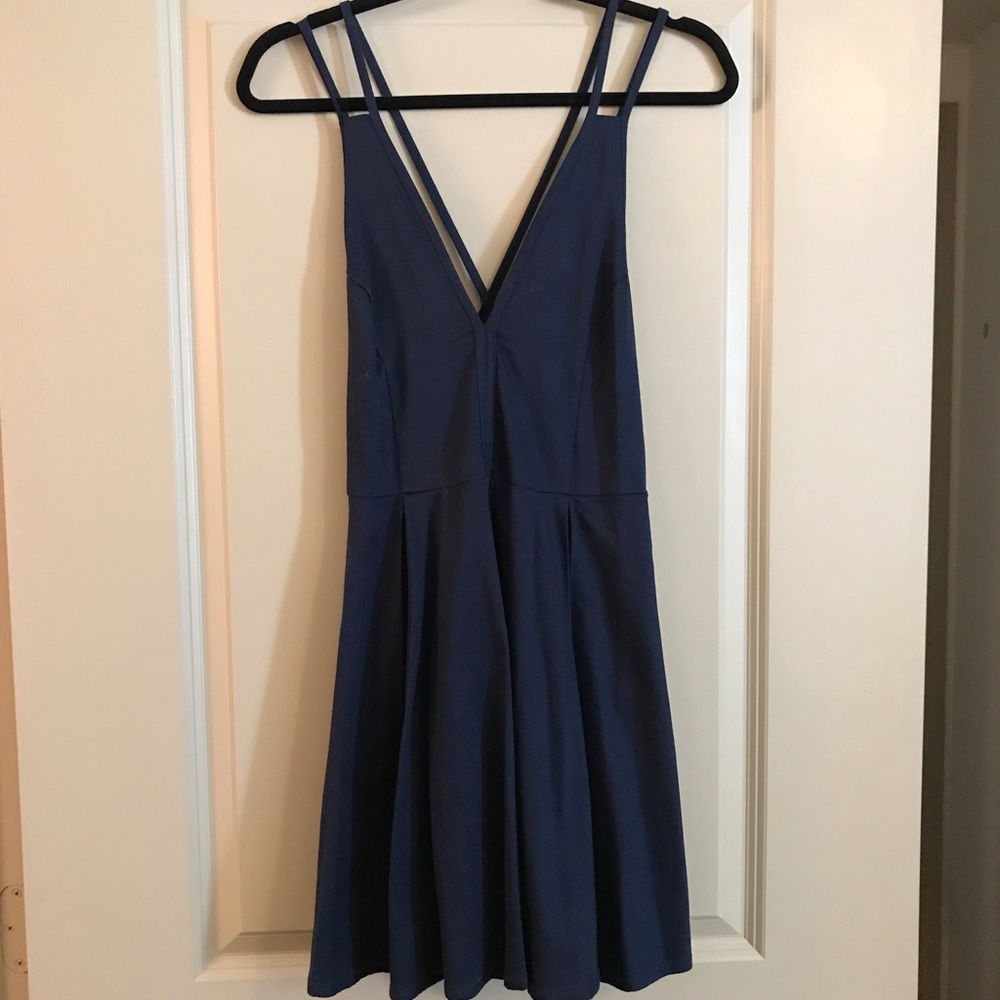 Nasty Gal navy blue fit and flare