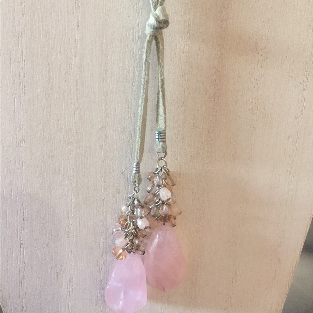 Pink Stone Lariat Necklace