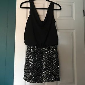 Black mini sequins dress