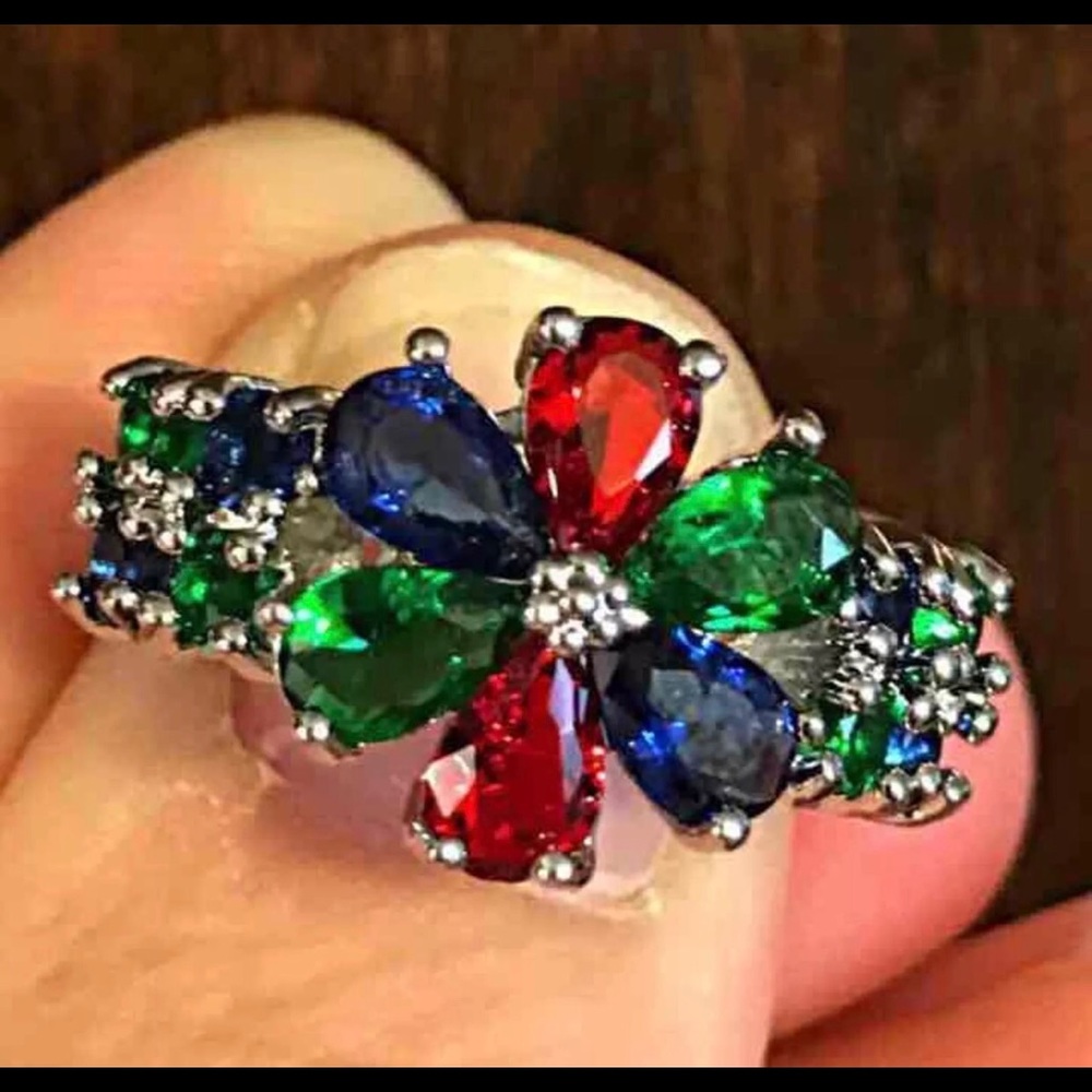 Salesilver Multicolor Flower Ring - image 1