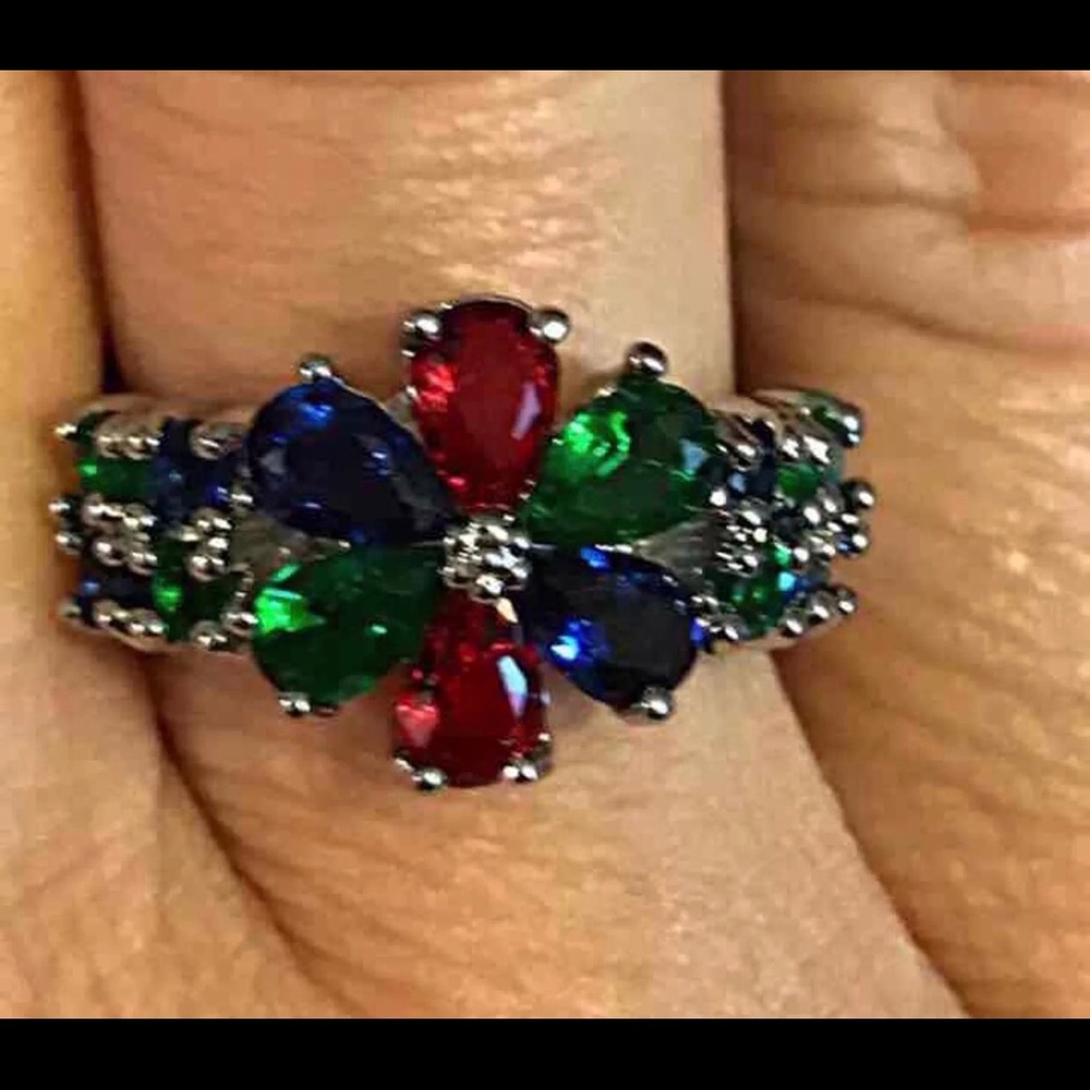 Salesilver Multicolor Flower Ring - image 2