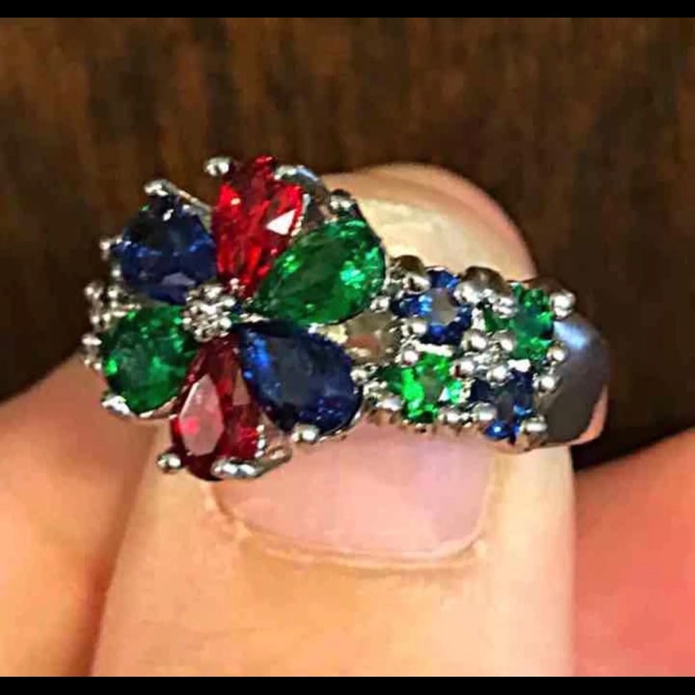 Salesilver Multicolor Flower Ring - image 3