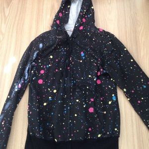 Black colorful paint splatter hoodie