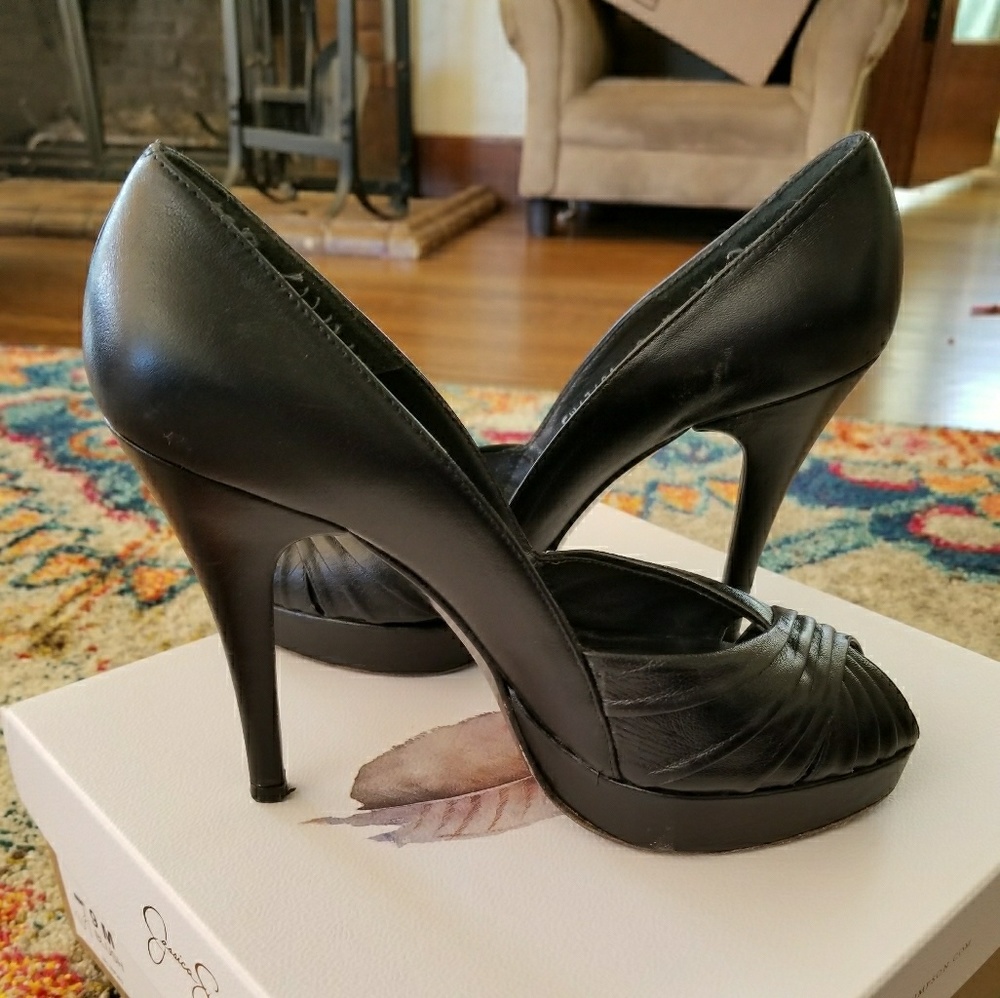Stuart Weitzman black peep toe pumps