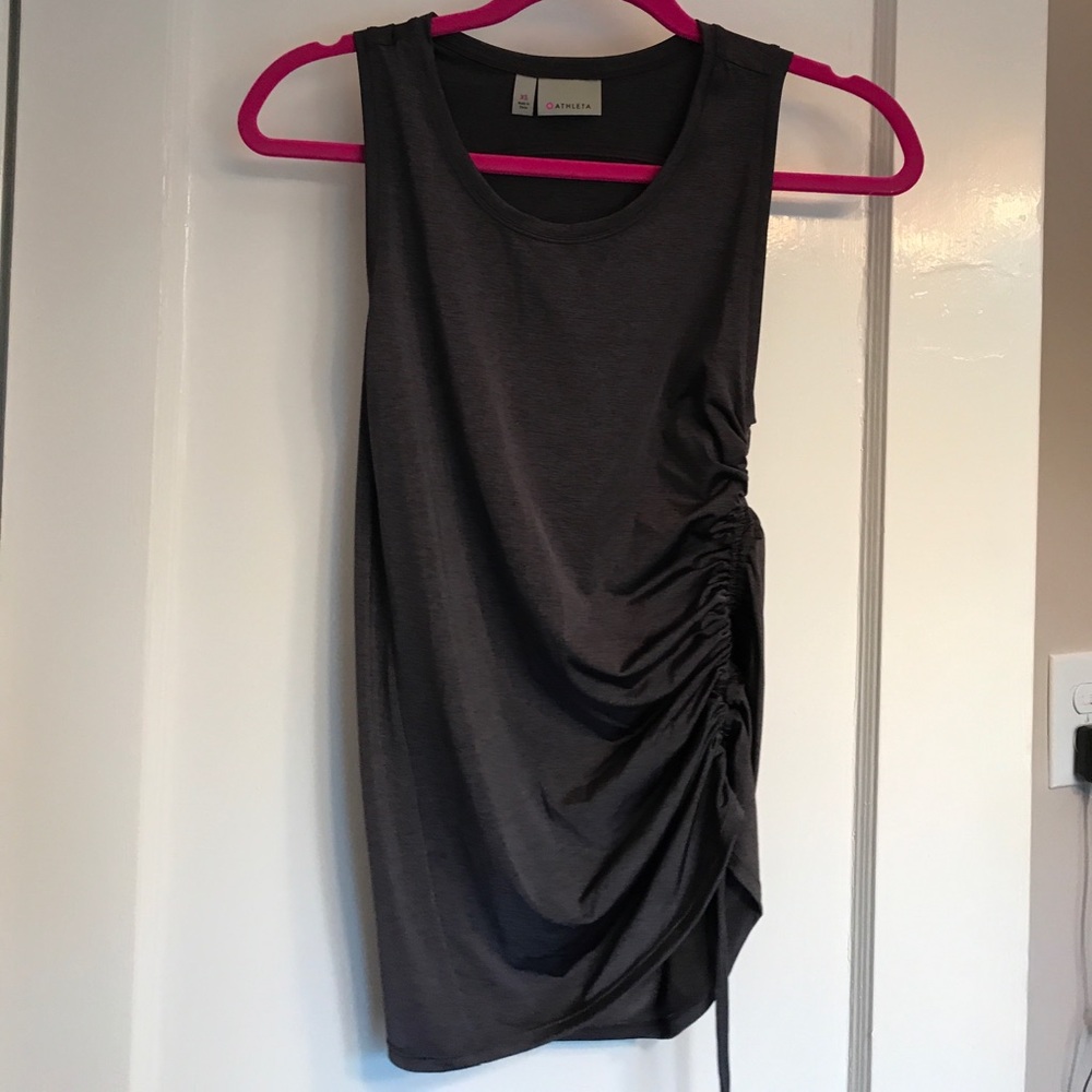 Athleta gray top with ruched adjustable left side