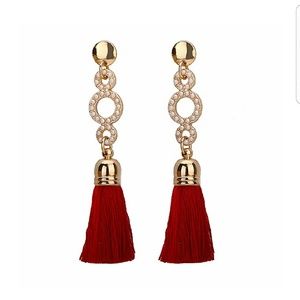 Red tassel earrings