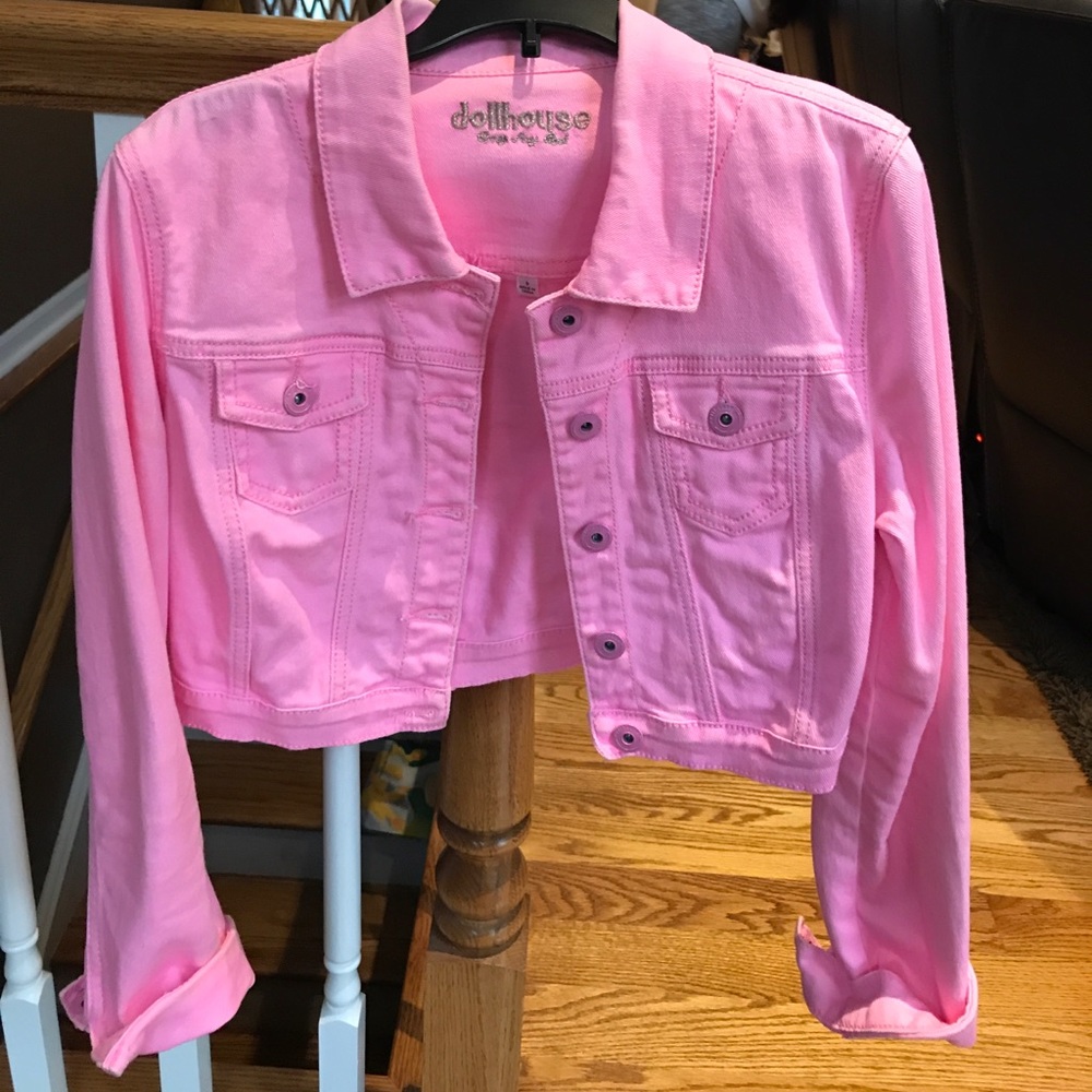 Pink denim jacket