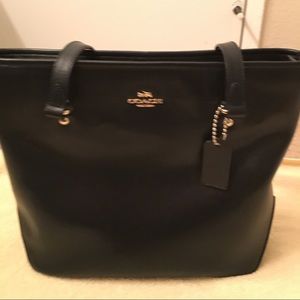 Coach Leather Zip Top Hand Bag