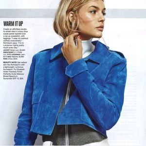 NWT beautiful Derek Lam blue suede cropped jacket