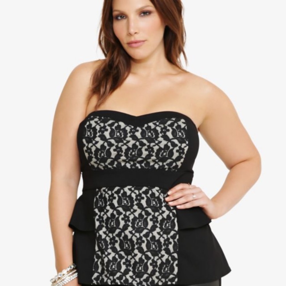 Torrid strapless dressy peplum top size 5