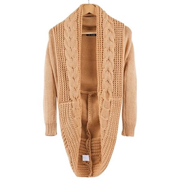 💥 SALE Shawl Collar Cable Knit Cocoon Sweater - Picture 3 of 4
