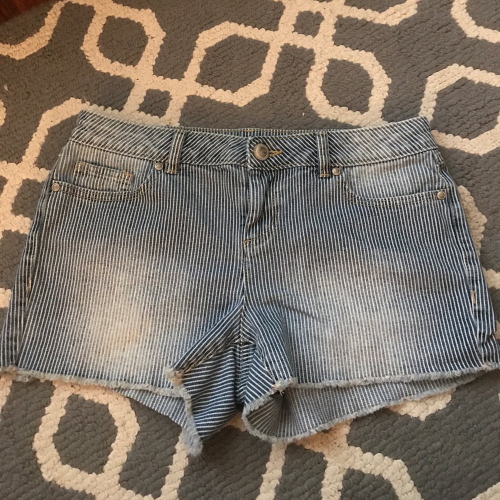 Striped denim shorts by Lauren Conrad