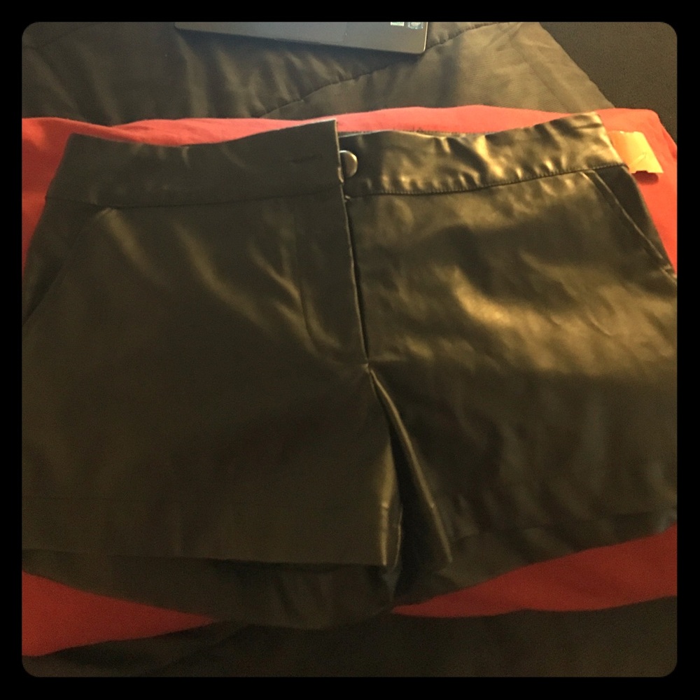 Faux leather shorts