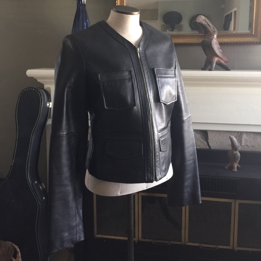 BCBG black leather jacket