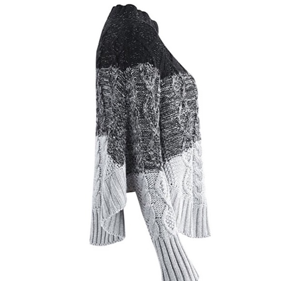 Marled Sleeved Cowl Neck Poncho Sweater - Picture 5 of 6