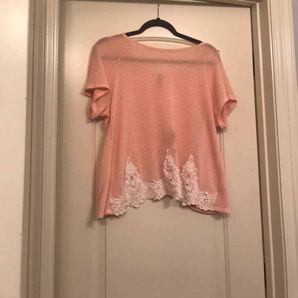 Pink blouse.