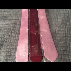 NWT Lot of 3 Silk Ties Cameo Red, Pink and Pink