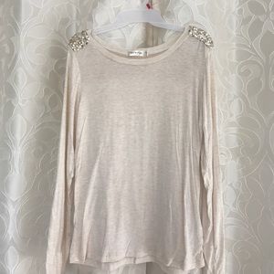 Cream long sleeve top w/ gold sequins