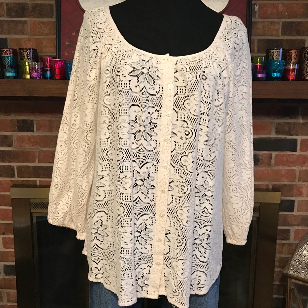 🍀Lucky Brand off white lace top🍀