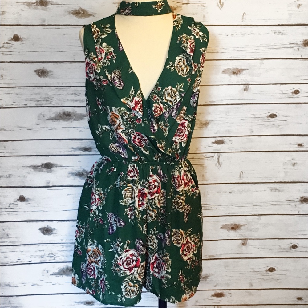 Beautiful Emerald Green Floral Romper