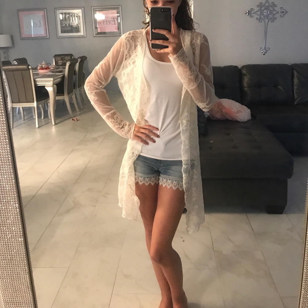Long Sleeve Lace Kimono
