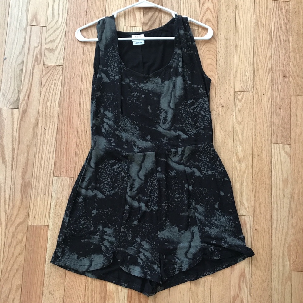 RVCA Black and green splattered romper