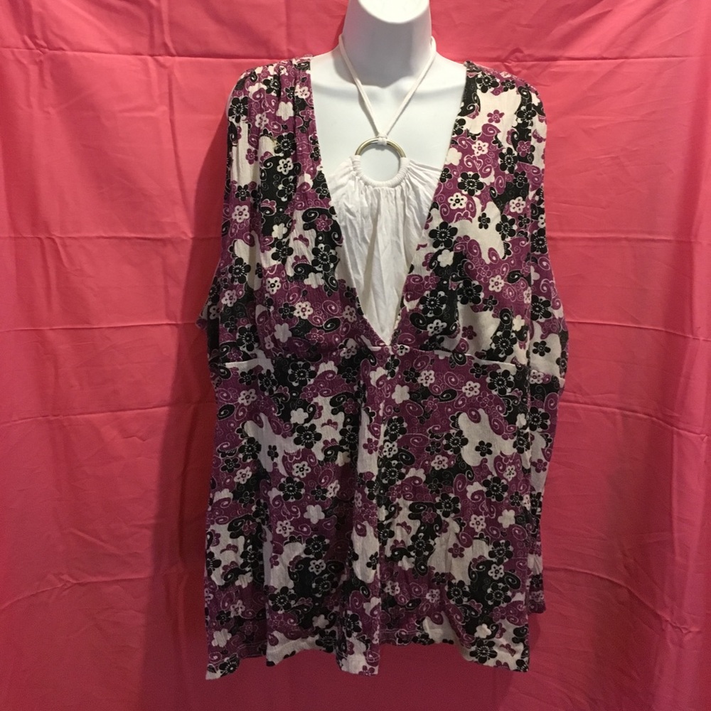 floral sleeveless halter top by Fashion Bug 3X