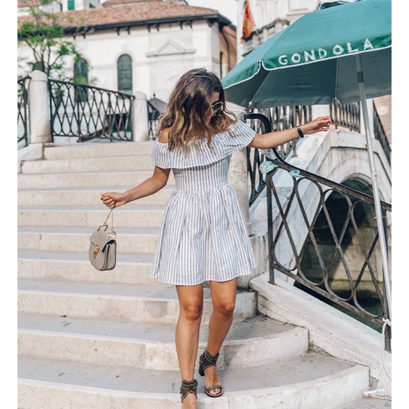 Striped Off The Shoulder Ruffle Dress - Picture 3 of 6