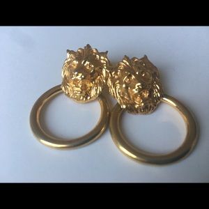 Vintage gold lion earrings