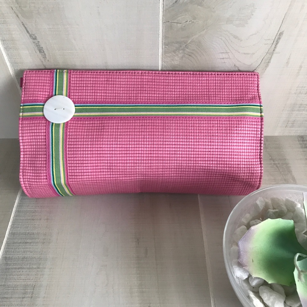Arriviste Pink And Green Clutch Purse