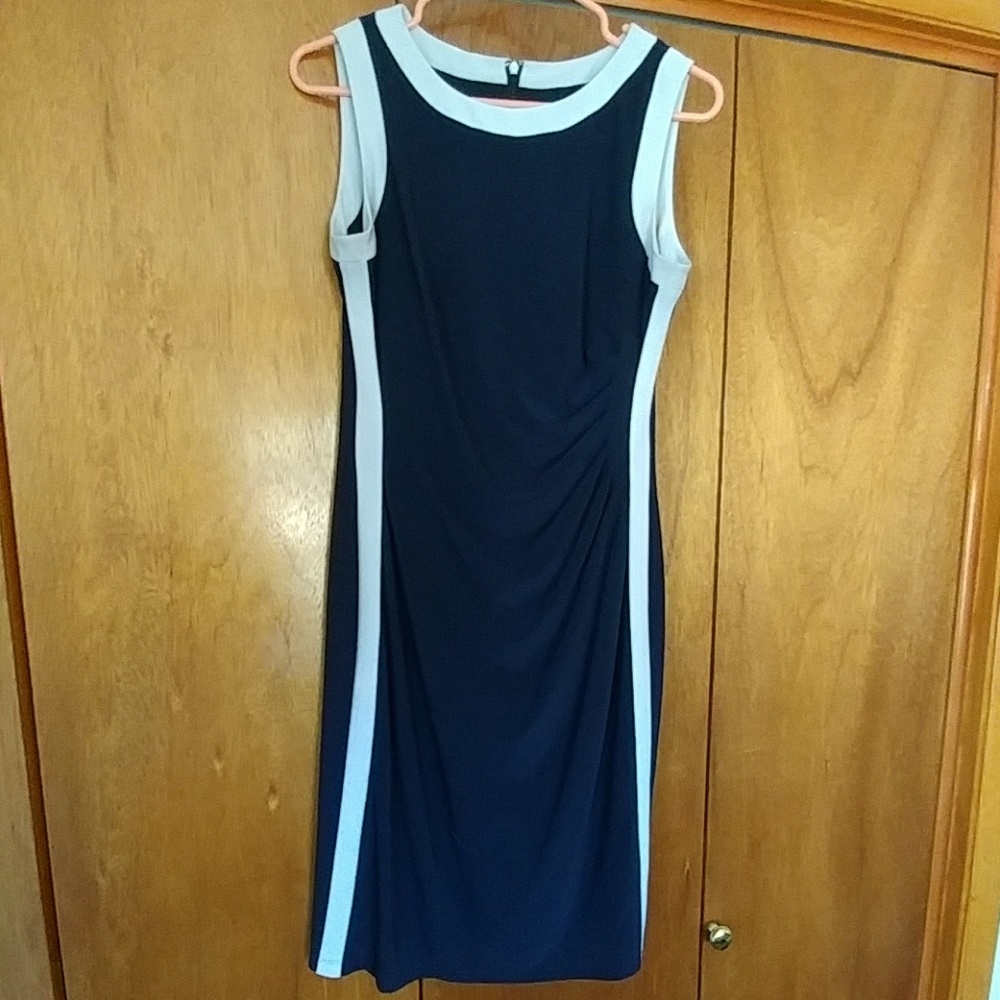 Navy blue and white dress