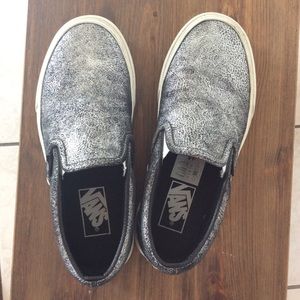 Vans silver slip on size 6.5