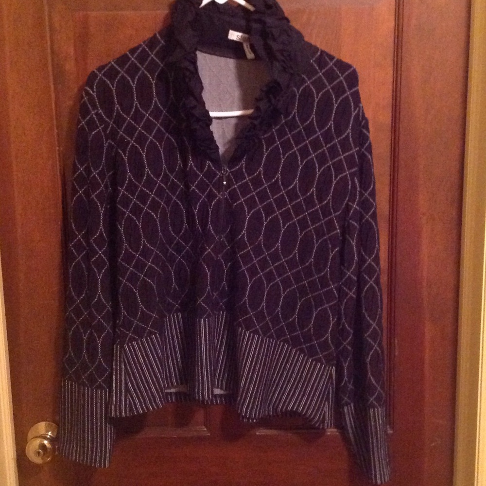 Black and Gray Ruffle zip jacket