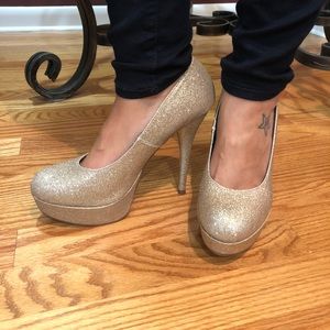 Cute Champagne Glitter Heels