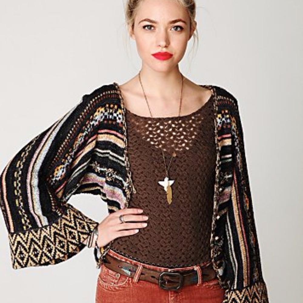 Free People ~ Art To Wear ~ Boho ~ Kimono Crop Fun
