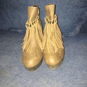 Brown wedged booties