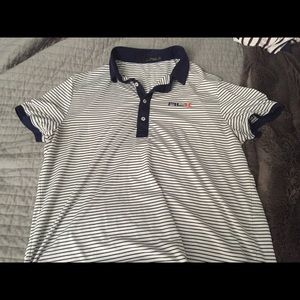 Mens Large RLX Polo Navy and White Striped
