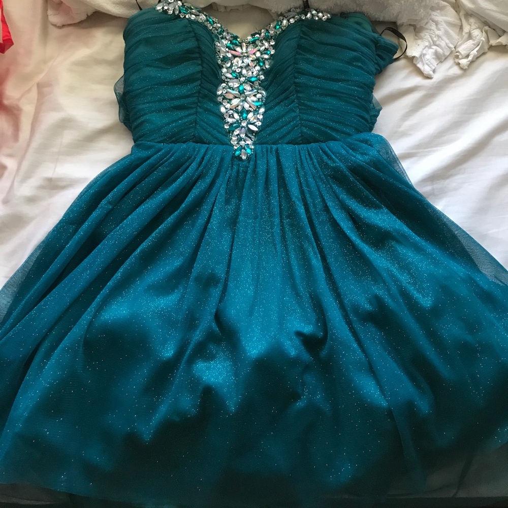 turquoise homecoming dress